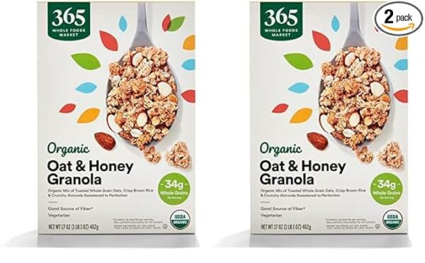 365 by Whole Foods Market, Organic Granola Oat And Honey, 17 Ounce (Pack of 2)