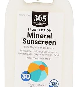 365 by Whole Foods Market, Sport Lotion Mineral Sunscreen, SPF 30, Water Resistant (80 Minutes), 1.5 Fl Oz