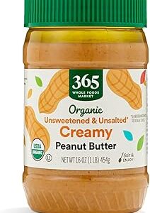 365 by Whole Foods Market, Organic Creamy Peanut Butter No Salt Added, 16 OZ