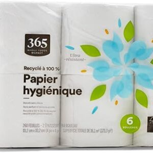 365 by Whole Foods Market, 100% Recycled Bath Tissue, Ultra-Strong, 260 Sheets per Roll, 6 Count